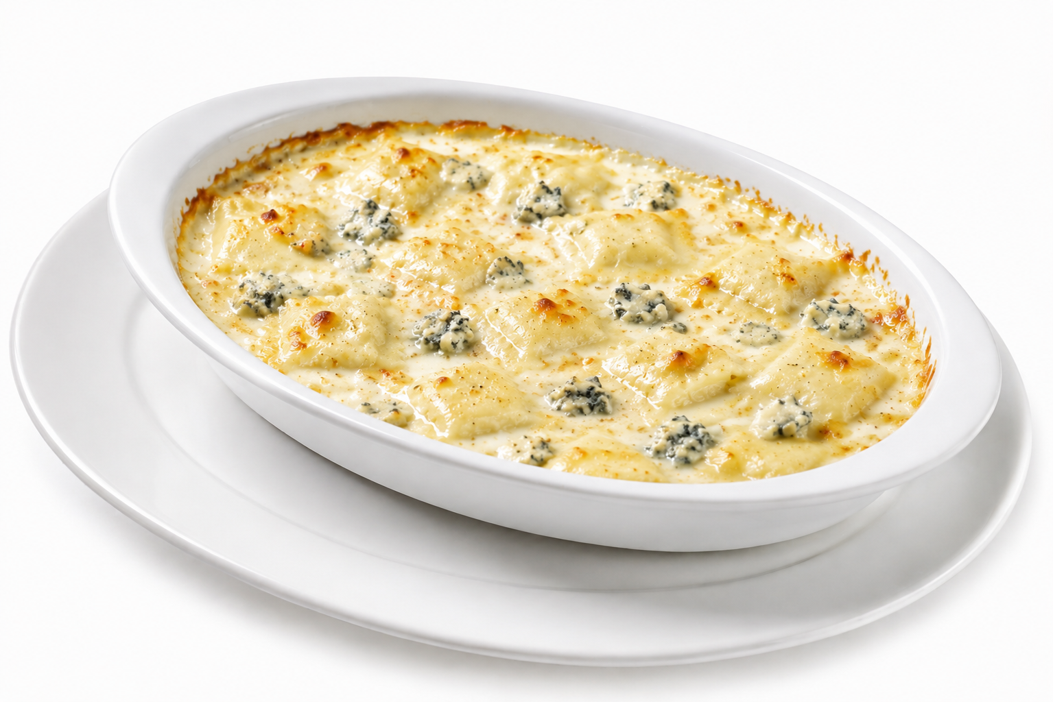 Gratin de ravioles au bleu de sassenage