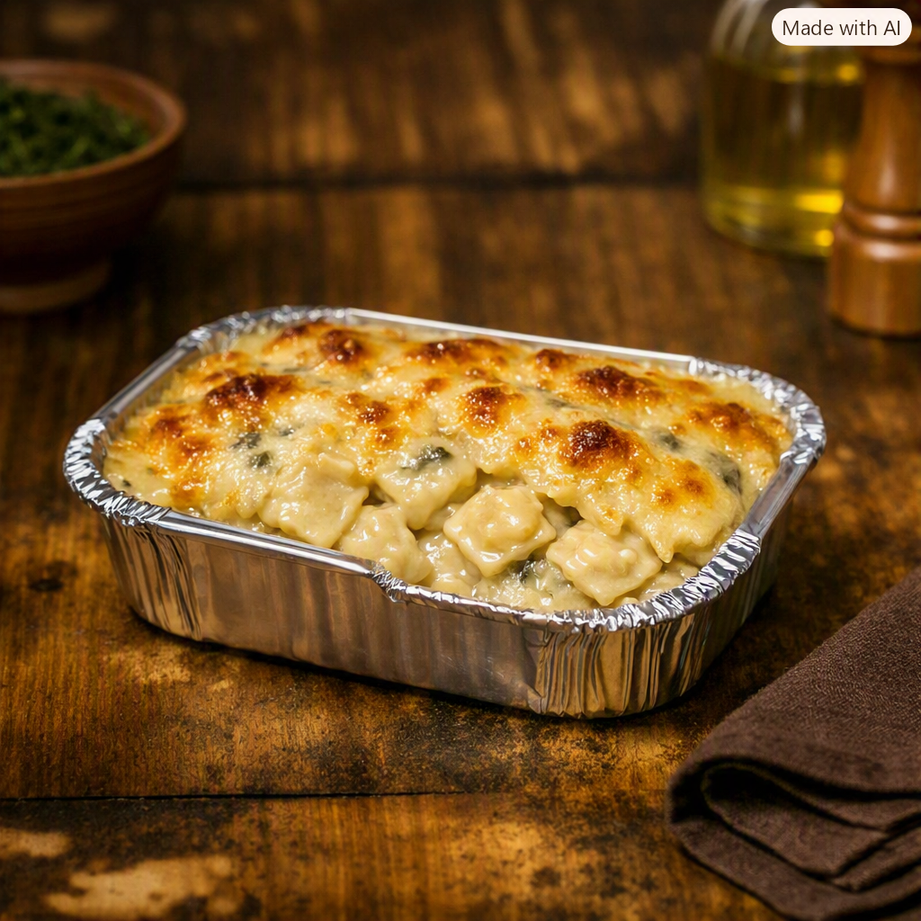 Raviole gratinée au roquefort