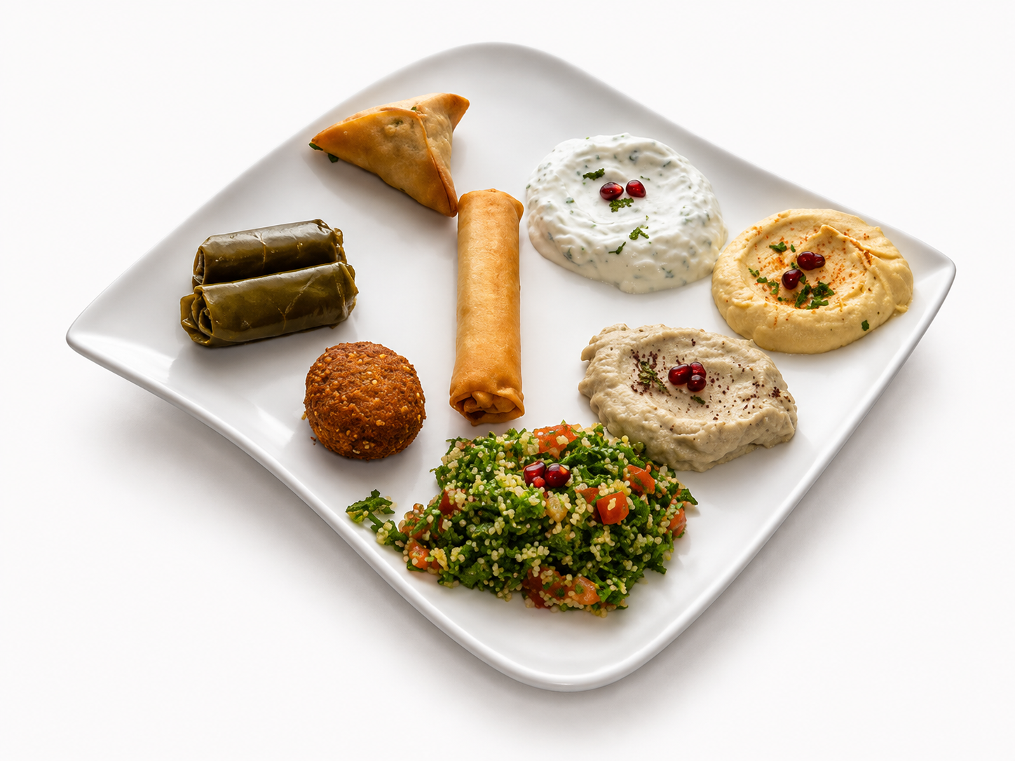 Formule mezze végétarien à 8 entrées chaudes et froides