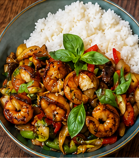 Wok Crevettes au Basilic