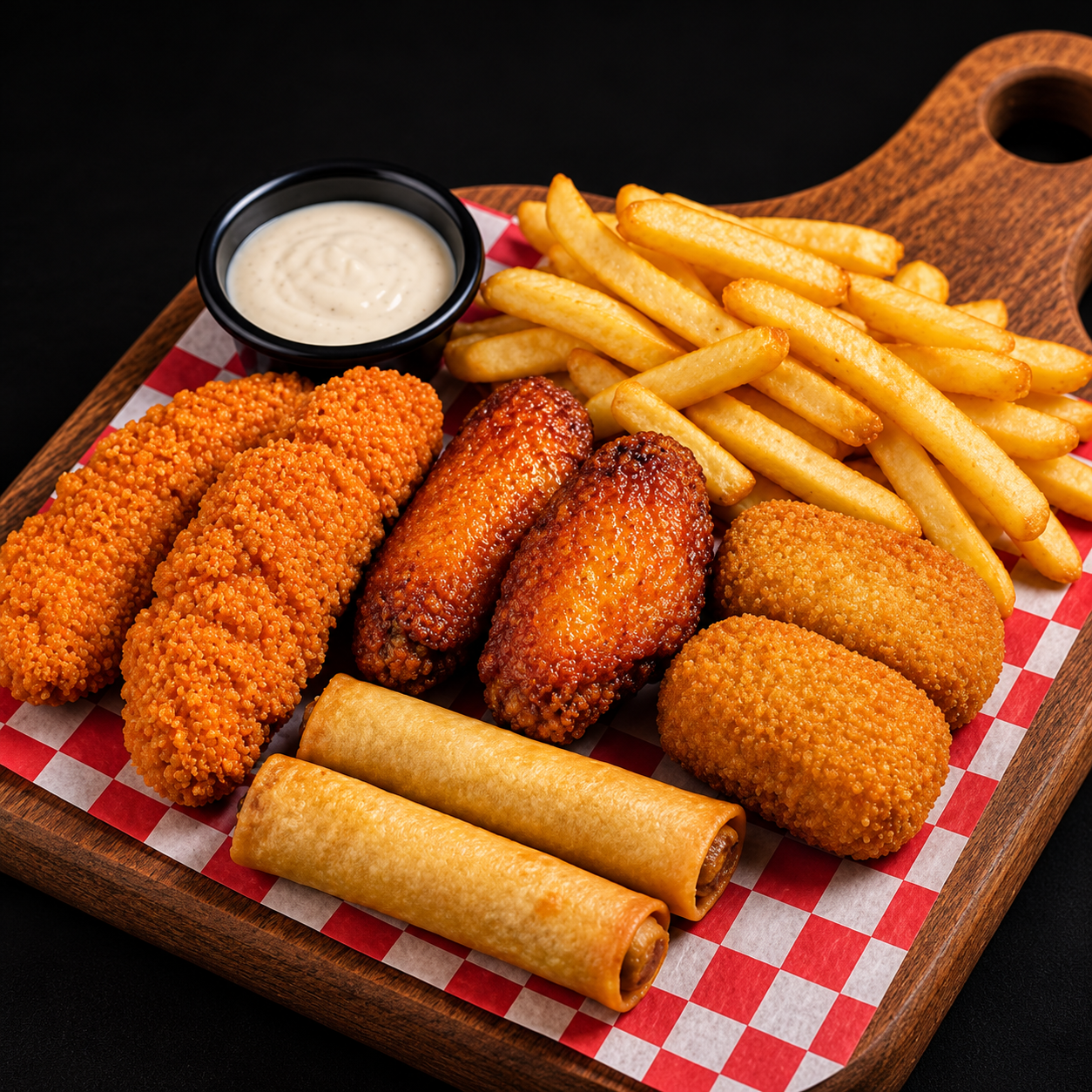 2 Tenders + 2Wings + 2 Nuggets + 2 Nems + Frites