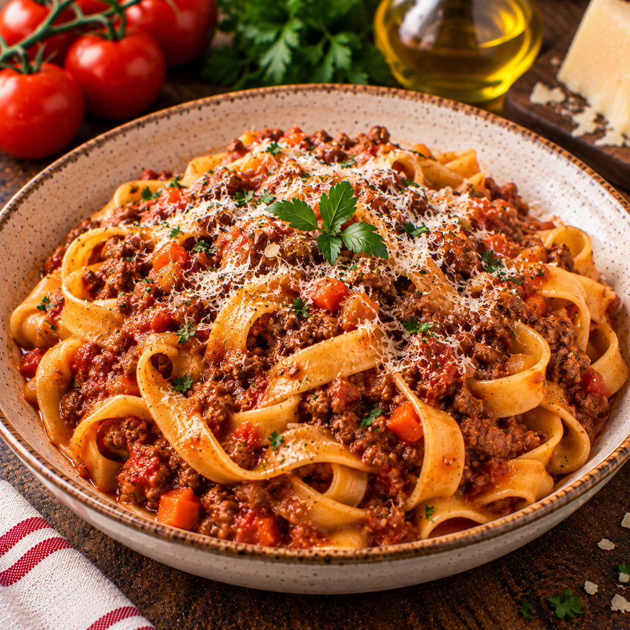 Tagliatelle à la bolognese
