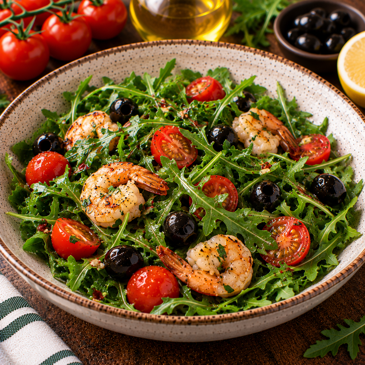 Salade de gambas et roquette