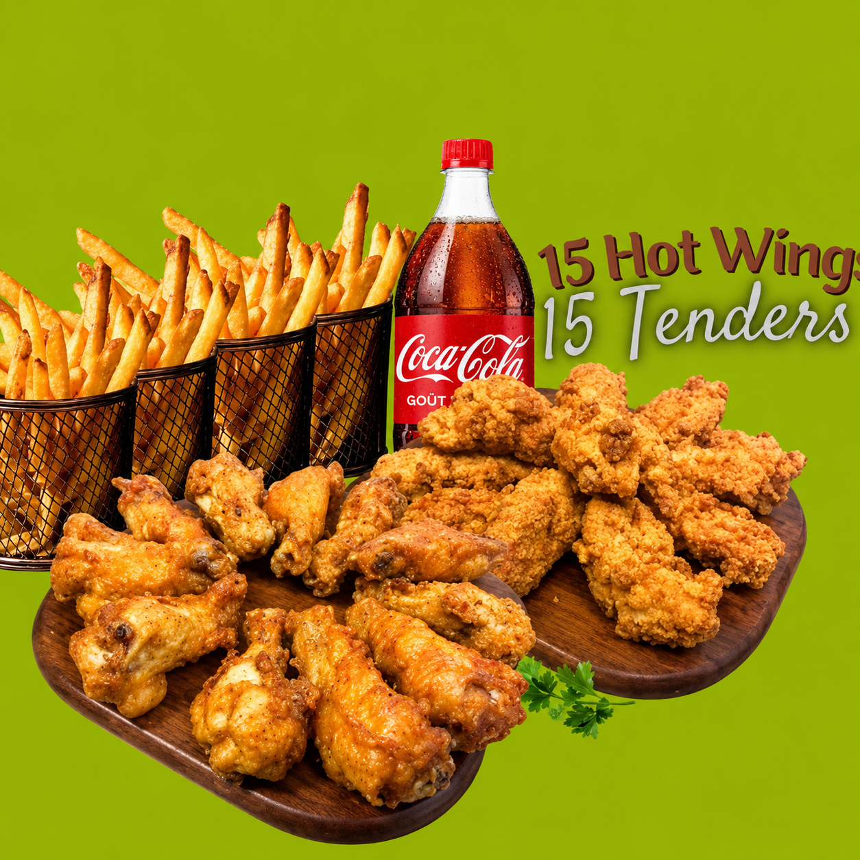 Menu Equipe Mix (15 hot wings • 15 tenders)