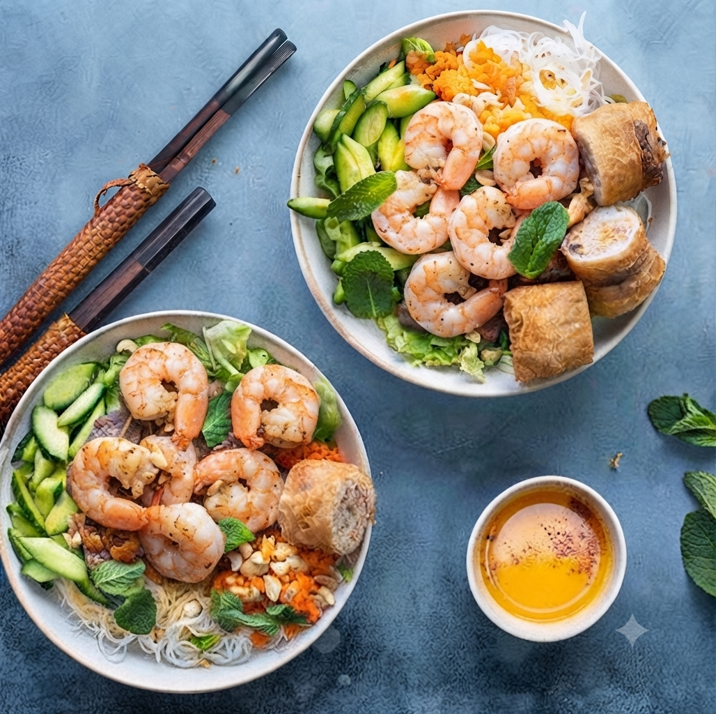 Salade Bo Bun aux crevettes