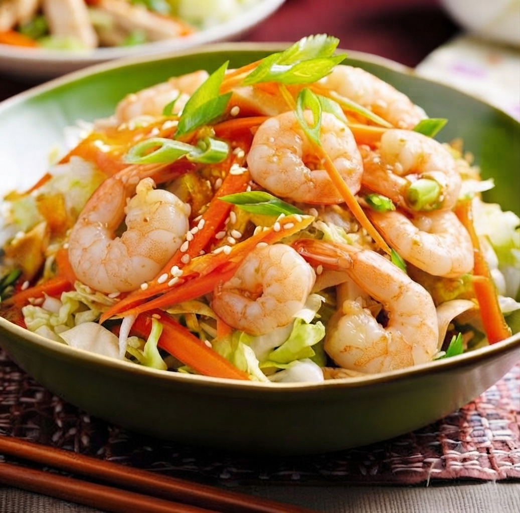 Salade Chinoise aux crevettes )