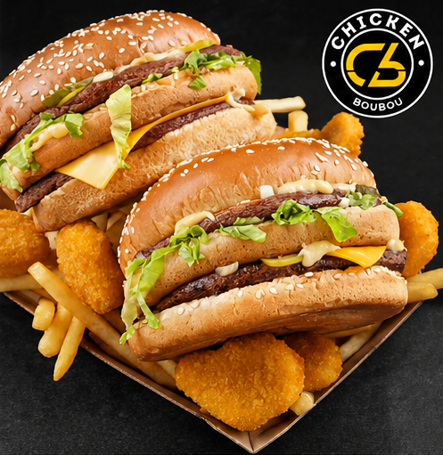 Menu Family Burger (2 Cheeses, 2 Chickens et 4 Tenders)